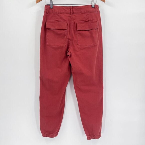 Loft Ann Taylor Utility Jogger Tapered Trouser Pants High Waisted Red Pink 4 - Picture 5 of 11